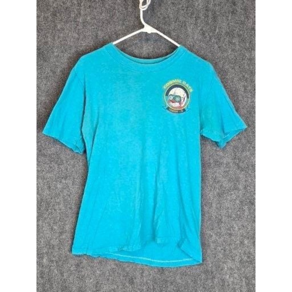 VTG Golden Hi Cru Stedman Shirt Mens M Teal Cosmic Cats Aviation Graphic Tee 90s